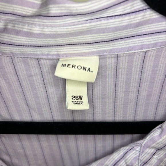 Merona Women’s Purple & White Striped Button-Down Shirt Size 26W - Picture 2 of 8